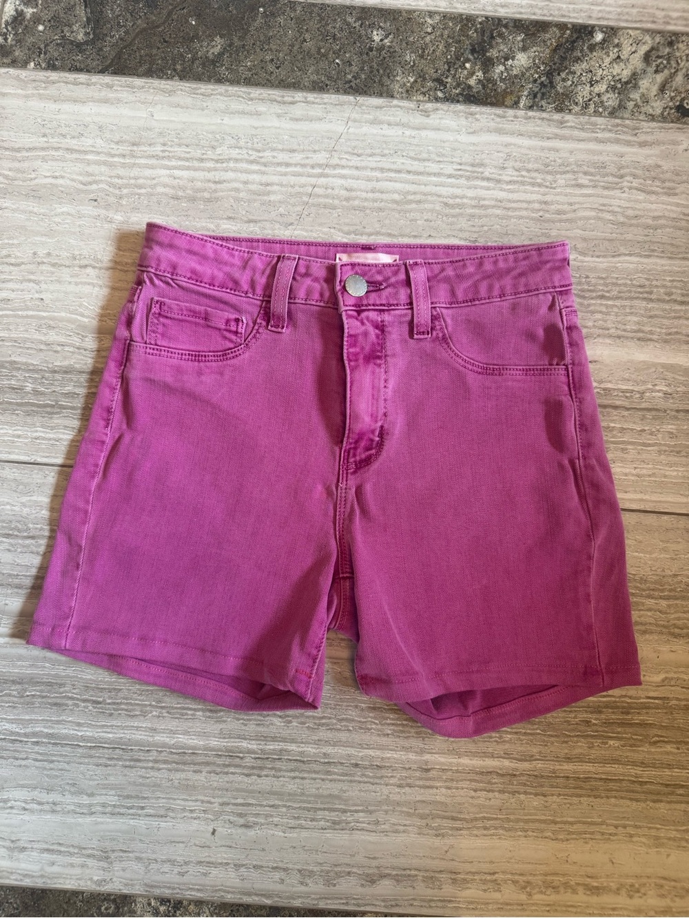 L'AGENCE Fuchsia High-Rise Denim Shorts